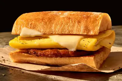 Panera Bread Breakfast Menu With Prices 2026 9 Ciabatta Sausage, Egg & Cheese Sandwich