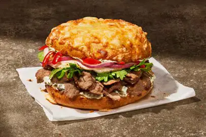 Panera Lunch Menu With Prices August 2026 4 spicy steak asiago bagal stack